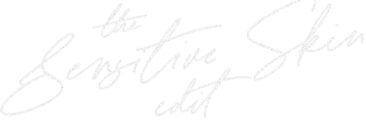 Text 'the Sensitive Skin Edit' in a cursive font on a white background
